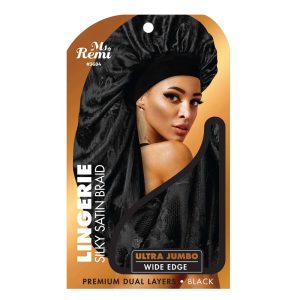 ANNIE Ms. Remi Lingerie Wide Edge Silky Braid Bonnet [Ultra Jumbo] Black