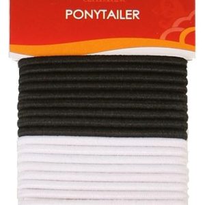 KIM & C 18pcs Ponytail Holder Black & White